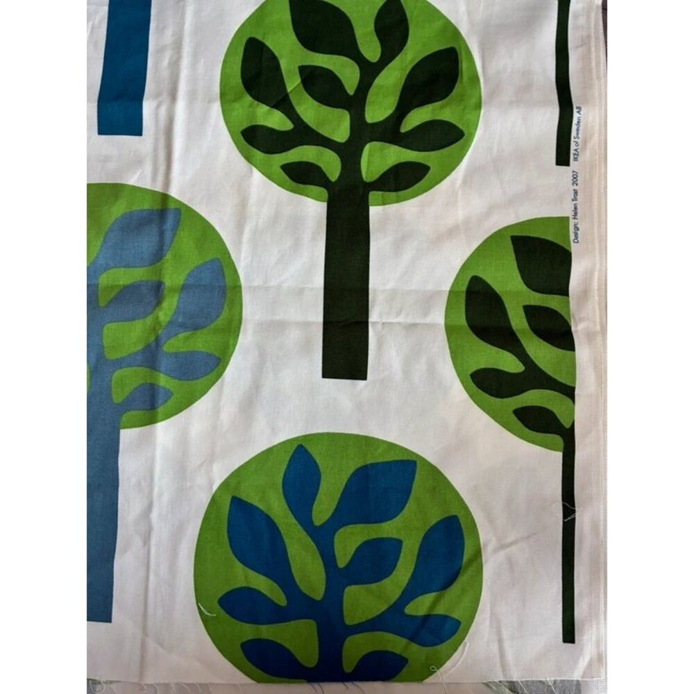 IKEA Helen Trast 2007 Tree Print Fabric Green Blue 60” x 53” - Picture 2 of 7